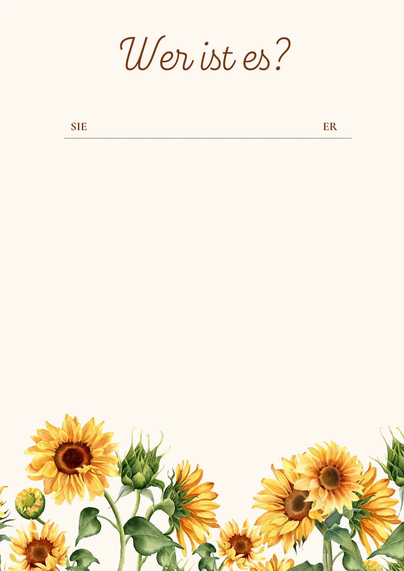 Ehetauglichkeitstest Vorlage Sonnenblumen