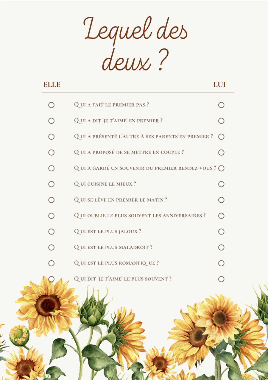 Exemple de cartes du jeu Elle et Lui avec questions