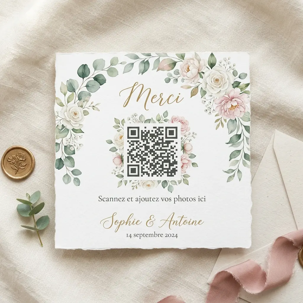 Template QR code carte de remerciement